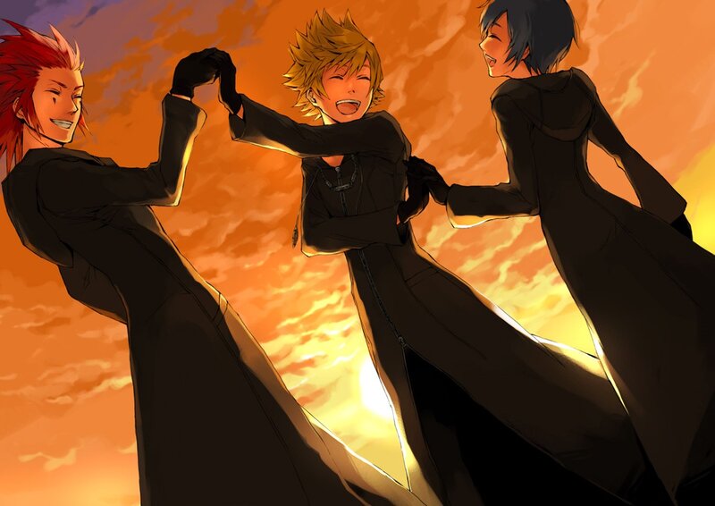 Three Young Men Dancing — Orange