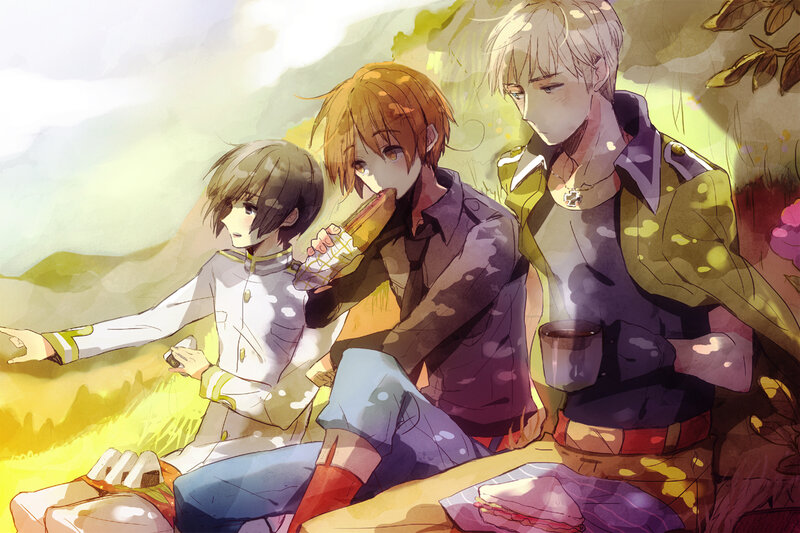 Three Young Men on Picnic