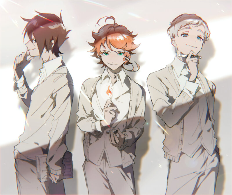 Three Young Men Standing — White