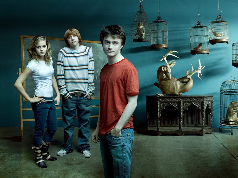 Three Young People Standing — Blue, Dramatic