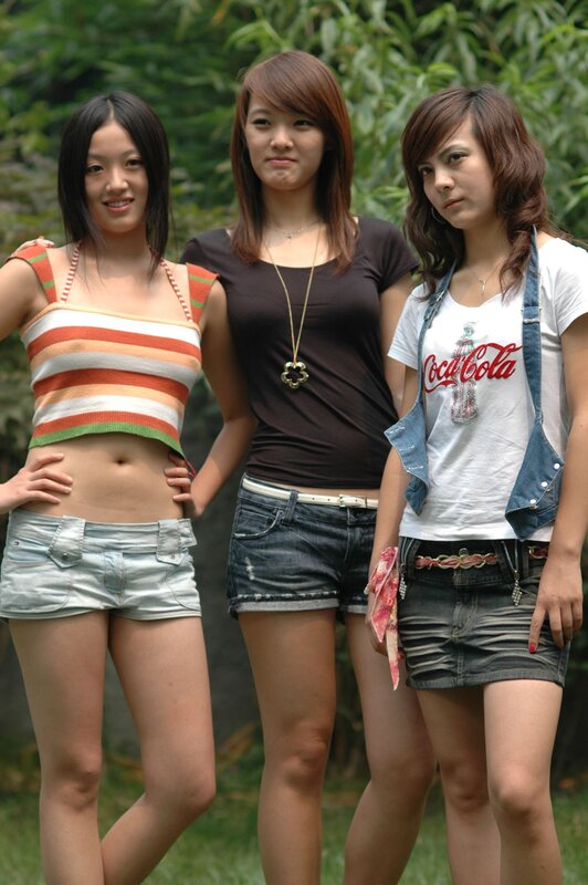 three young women in casual wear