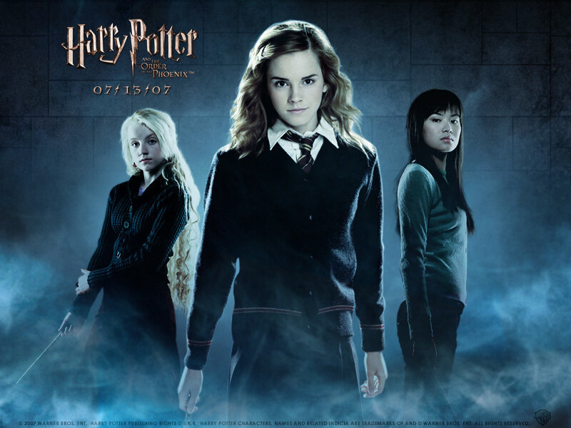 Three Young Women in School Uniforms — Blue, Dramatic, Photograph