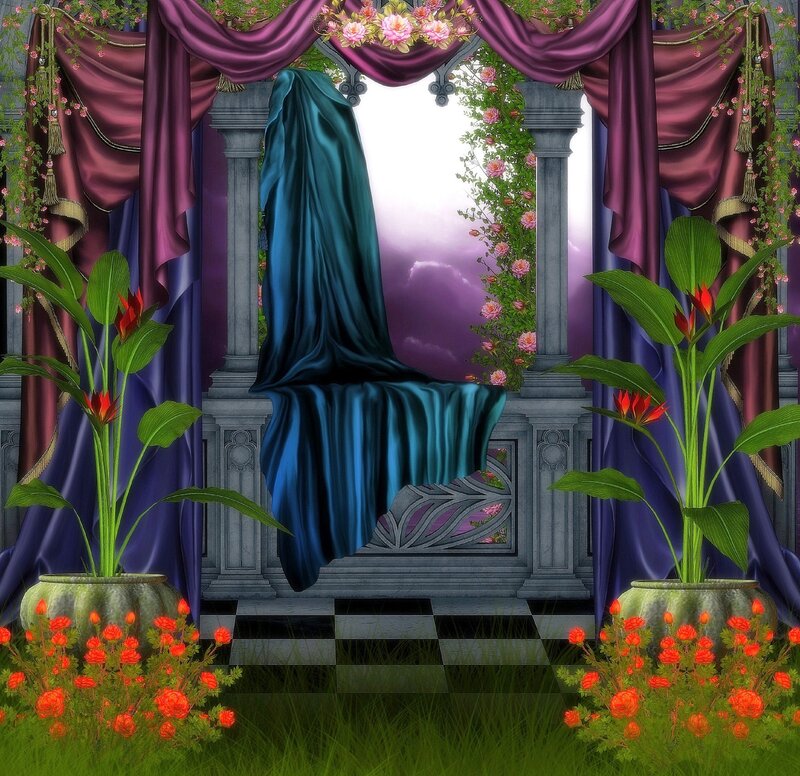 Throne with Blue Drape