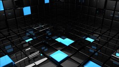 3D Blocks render digital art 3d cgi black blue cyan 3D Abstract