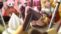 3d boots mahou shoujo madoka magica yellow eyes seifuku tomoe 