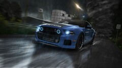 3d Ford mustang vehicle blue cars Ford night rain road