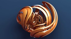 3D view abstract orange