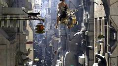 3D view futuristic flying