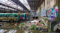 Abandoned bus urban cityscapes factories