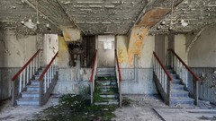 Abandoned houses cityscapes stairways