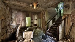 Abandoned houses cityscapes stairways