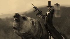 Abraham Lincoln digital art humor machine gun sepia artwork hat
