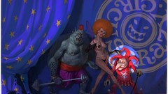 Abstract advertisement crazy Circus artwork pinups