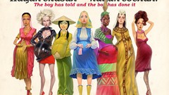 Abstract advertisement dude pinups old west