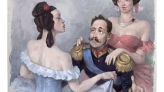 Abstract advertisement pinups old west