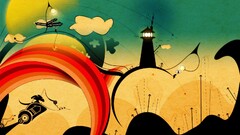 abstract artwork lighthouse digital art swirls surreal