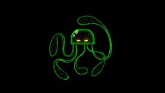 Abstract black background digital art octopuses