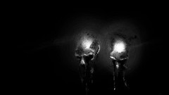 Abstract black background monochrome skulls
