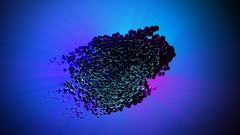 Abstract blue background spheres cluster