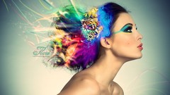 Abstract blue multicolor pink