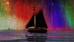 Abstract Boats multicolor artwork digital art sail boat
