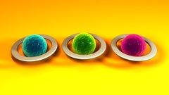 Abstract bright yellow spheres