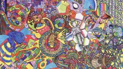 Abstract chaos drawings multicolor