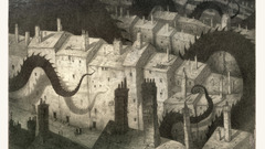 Abstract cityscapes tentacles monochrome