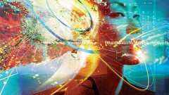 Abstract colors circles faces keyboards artwork