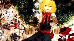 Abstract dress bows blondes green eyes short hair touhou open 