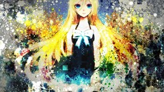 Abstract dress Spotted bows blondes long hair blue eyes 