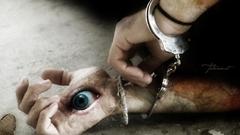 Abstract eyes palm hands