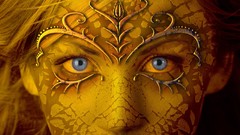 Abstract faces blue eyes portraits fantasy art