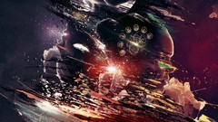 Abstract faces roman numerals artwork