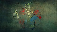 Abstract fallout multicolor video games vault-boy pip boy