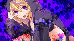 Abstract fangs tongue blondes anime girls boots sweatshirt 