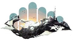 abstract fantasy art Simple Background digital art surreal deer