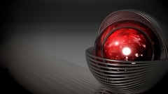 Abstract graphics gradient background 3D renders red object