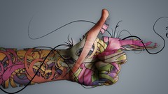Abstract hands colors stripes Photo manipulation vectors