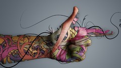 Abstract hands colors tattoos