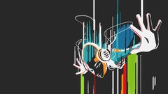 Abstract headphones Azumi colors falling artwork digital art 