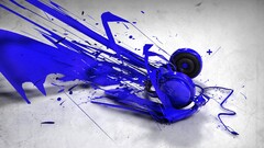 abstract headphones blue digital art Music render audio-technica