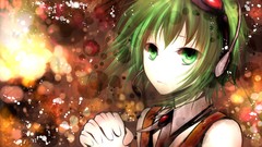 Abstract headphones dress anime girls green eyes goggles short 