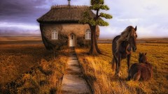 Abstract Horses House digital