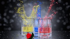 Abstract liquid glasses drinks colored