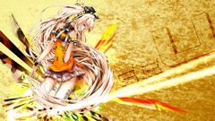 Abstract long hair anime girls blue eyes thigh highs