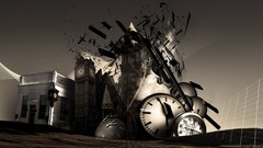 Abstract monochrome graphics 3d clocks
