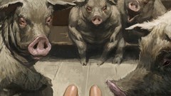 Abstract Moscow advertisement subway pigs artwork pinups