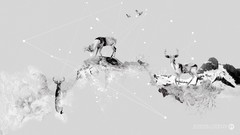 Abstract Mountains deer grayscale