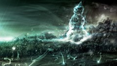 Abstract Mountains moon Snowmen